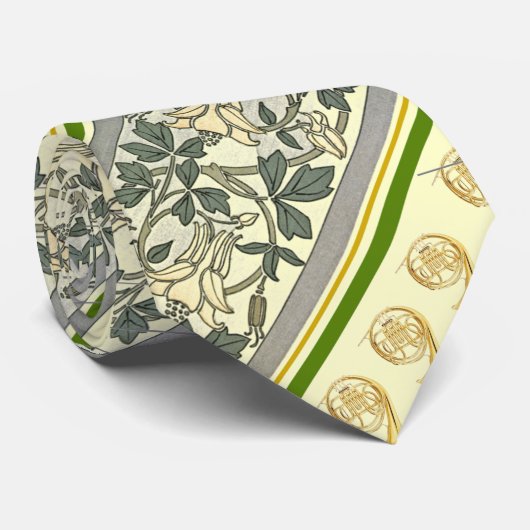 フレンチ・ホルンおよびアールヌーボーのデザインのタイ ネクタイ (ロール)