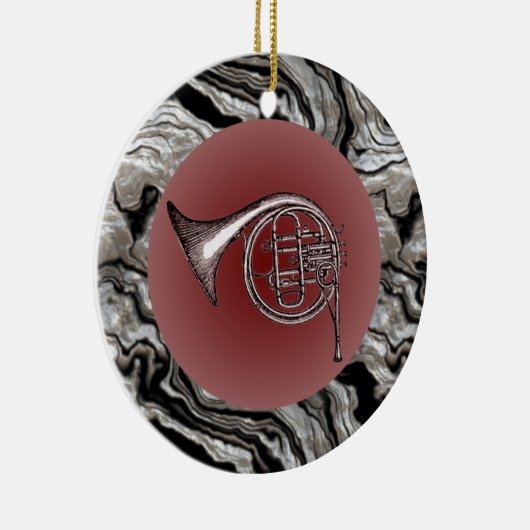 フレンチ・ホルンのスケッチの吊り下げ式のオーナメント セラミックオーナメント (右)