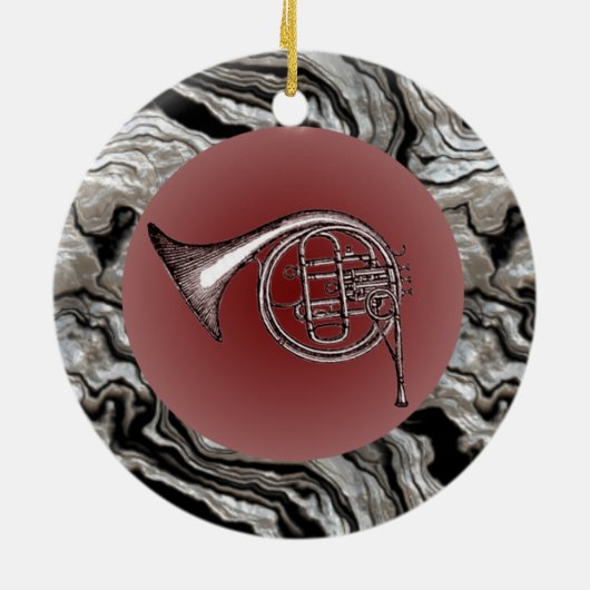フレンチ・ホルンのスケッチの吊り下げ式のオーナメント セラミックオーナメント (裏面)