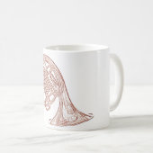 フレンチ・ホルンのブラウンインクスケッチのマグ コーヒーマグカップ (正面右)