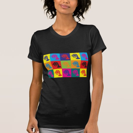 フレンチ・ホルンのポップアート Tシャツ (正面)