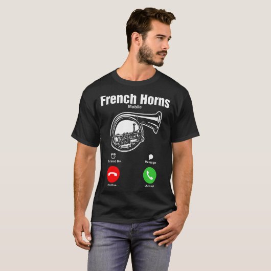 フレンチ・ホルンの可動装置のTシャツ Tシャツ (正面フル)