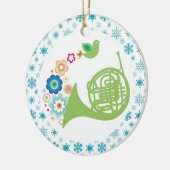 フレンチ・ホルンの楽隊音楽のクリスマスの記念品 セラミックオーナメント (左)