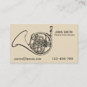 フレンチ・ホルンの真鍮の先生か個人教師 名刺 (正面)