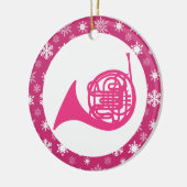 フレンチ・ホルンの雪片音楽クリスマスのオーナメント セラミックオーナメント (左)