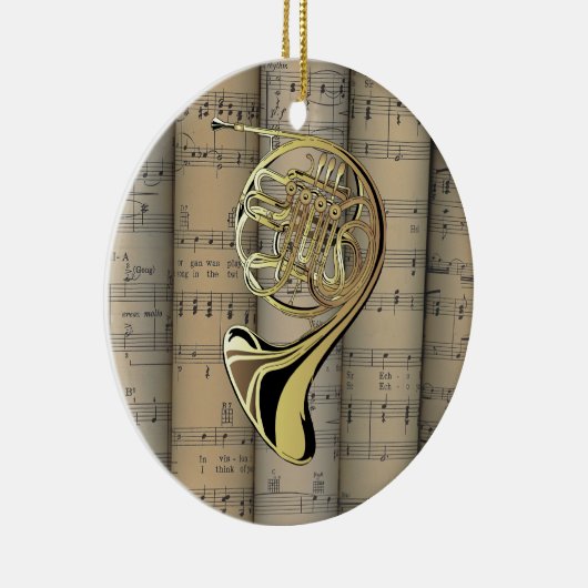 フレンチ・ホルンの~は楽譜の背部~のミュージカルを転がりました セラミックオーナメント (右)
