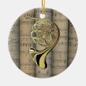 フレンチ・ホルンの~は楽譜の背部~のミュージカルを転がりました セラミックオーナメント (正面)