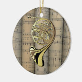 フレンチ・ホルンの~は楽譜の背部~のミュージカルを転がりました セラミックオーナメント (左)