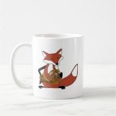フレンチ・ホルンを遊んでいるキツネ コーヒーマグカップ (左)