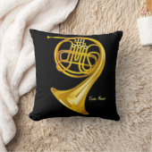 フレンチ・ホルンプレーヤーパーソナライズな音楽ギフトの枕 クッション (ブランケット)