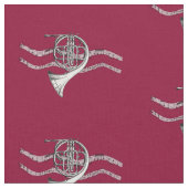 フレンチ・ホルン音楽生地 ファブリック (クローズアップ)