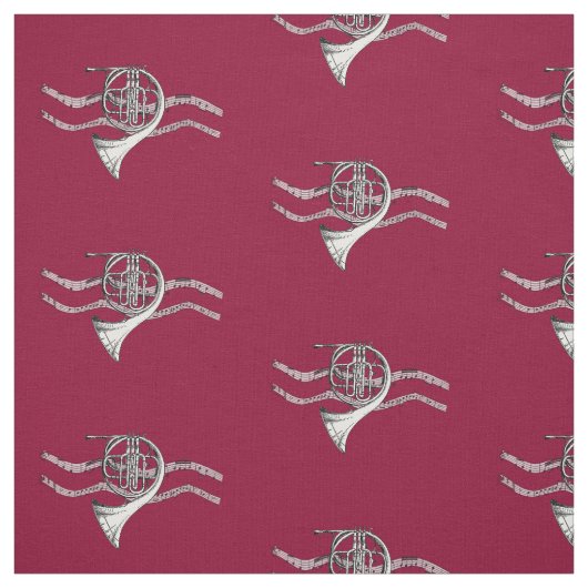 フレンチ・ホルン音楽生地 ファブリック (見本)