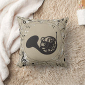 フレンチ・ホルン音楽装飾用クッション クッション (ブランケット)