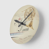 フレンチ・ホルン音楽部屋 ラウンド壁時計 (傾斜)