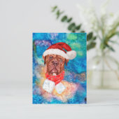 フレンチ・マスティフ犬のクリスマス シーズンポストカード (スタンド正面)