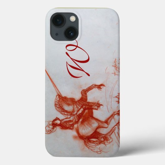 フレンツェ騎士の馬のセピアモノグラム Case-Mate iPhoneケース (裏面)