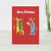フレンドおもしろいクリスマスカードホリデーダッシュンドドッグス シーズンカード (正面)