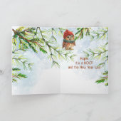 フレンドおもしろいクリスマスフクロウ動物の野生生物自然 カード (内部)