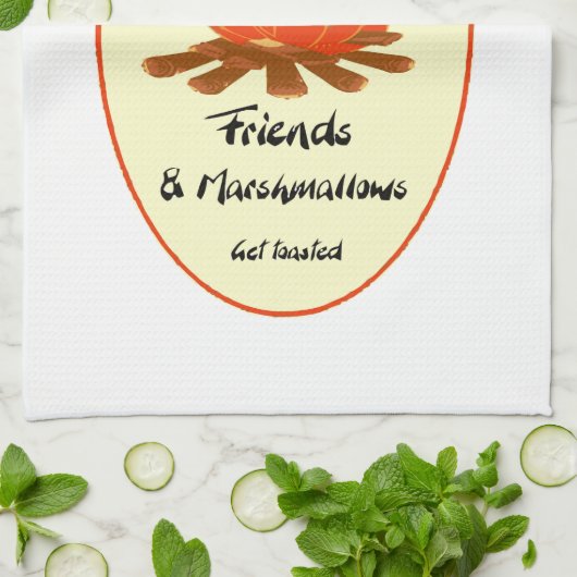 フレンドおもしろいマーシュマローキャンプ引用文 キッチンタオル (折り畳み)