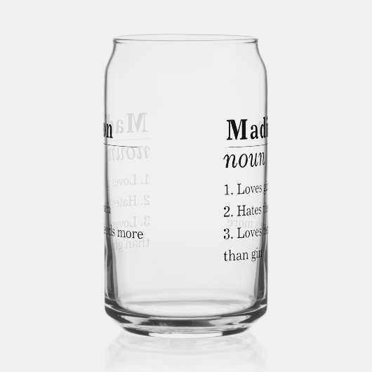 フレンドおもしろい名パーソナライズされたの定義 ガラス缶 (右)