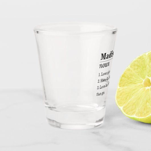 フレンドおもしろい名パーソナライズされたの定義 ショットグラス (左)