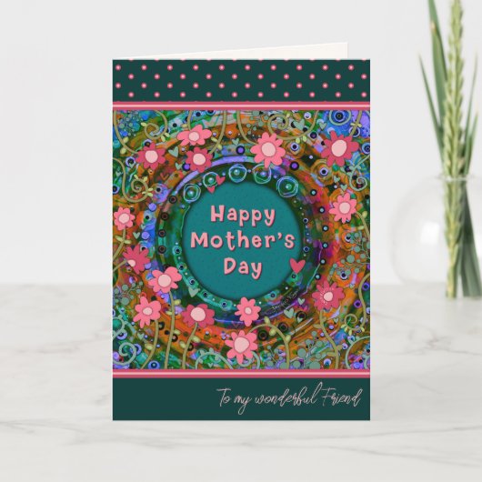 フレンドかわいらしフローラユニークハート母の日 カード (正面)