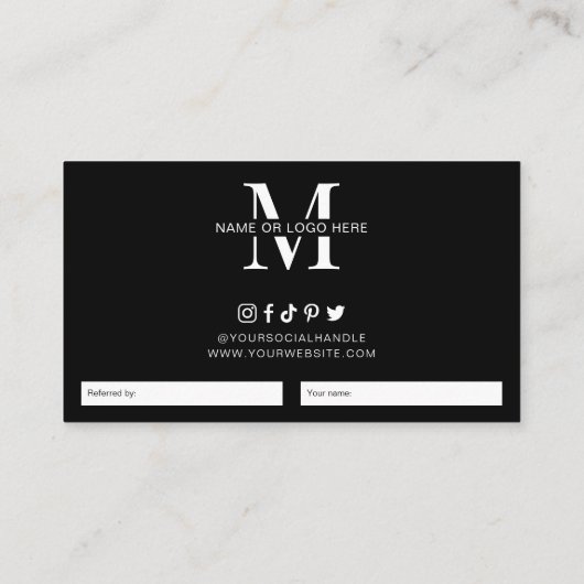 フレンドのミニマル白黒のロゴを参照 紹介カード (裏面)