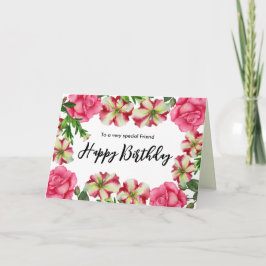 フレンドの誕生日水色ピンクの花 カード