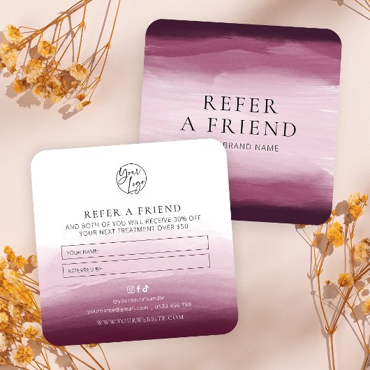 フレンドの赤い水色の美しいサロンのロゴを参照 紹介カード