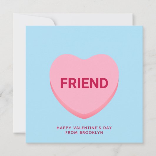フレンドの青い会話ハートバレンタインデー カード (正面)