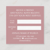 フレンドを参照するメイクアップアーティスト美しいサロンヘア 紹介カード (裏面)
