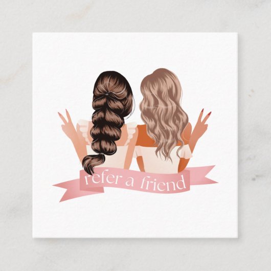フレンドを参照するメイクアップアーティスト美しいサロンヘア 紹介カード (正面)