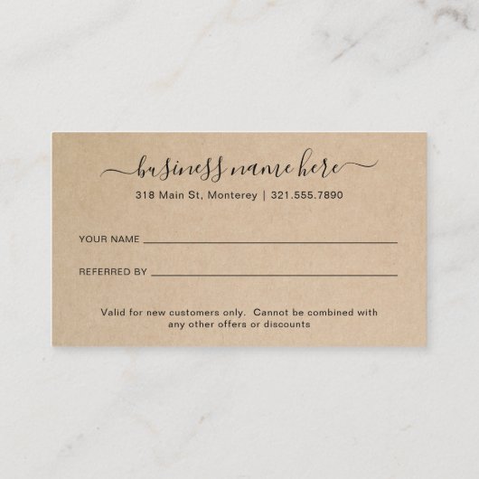 フレンドエレガントスクリプトを参照素朴する 紹介カード (裏面)