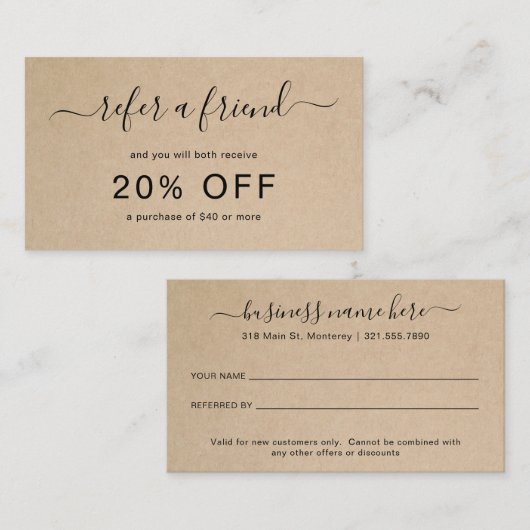 フレンドエレガントスクリプトを参照素朴する 紹介カード (正面/裏面)