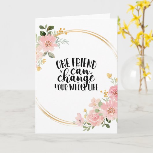 フレンドカード、美的フローラ友情引用文アート カード (黄色い花)