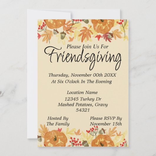 フレンドギビングへの招待 招待状 (正面)