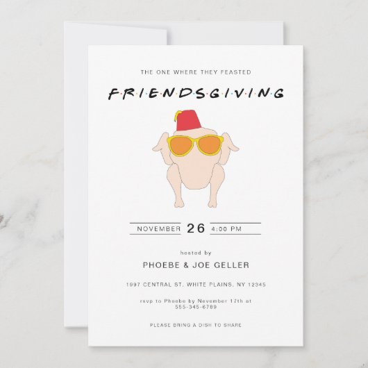 フレンドギビング招待状(ターキー感謝祭付き) 招待状 (正面)