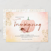 フレンドギビング ローズゴールド グリッター パンプキン 招待状 (正面/裏面)