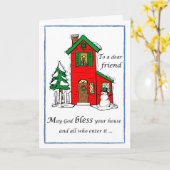 フレンドゴッドブレスハウスクリスマス カード (黄色い花)