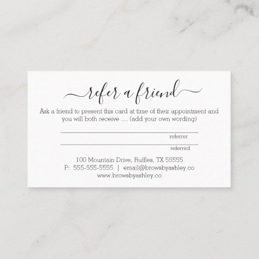 フレンドサロン名刺の参照 名刺 (裏面)