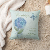 フレンドシップウォーターカラーブルーアジサイとバタフライ クッション (ブランケット)