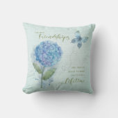 フレンドシップウォーターカラーブルーアジサイとバタフライ クッション (正面)