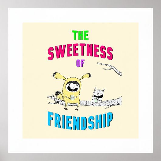 フレンドシップキャットの甘さJuly Doodle 30友人 箔ポスター (正面)