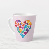 フレンドシップギフト、カラフルハート、カスタマイズ カフェラテマグ (左アングル)