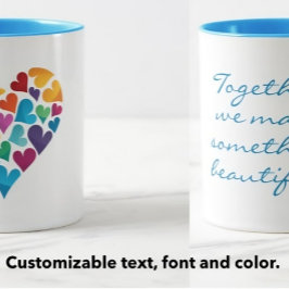フレンドシップギフト、虹のハート、カスタマイズ可能 マグカップ