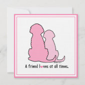 フレンドシップグリーティングカードピンク犬 (正面)