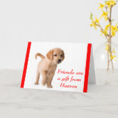 フレンドシップゴールデンリトリーバーワンピードッグカード カード (黄色い花)