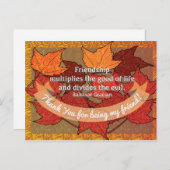 フレンドシップサンキュー秋感謝祭引用文 ポストカード (正面/裏面)