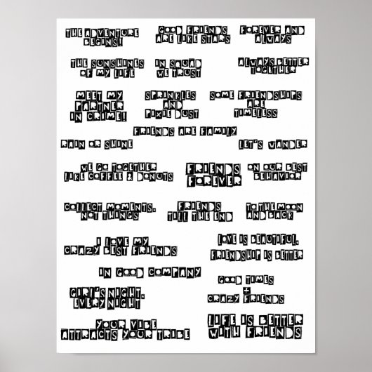フレンドシップスクラップブックカットアウト引用文（レターサイズ） ポスター (正面)