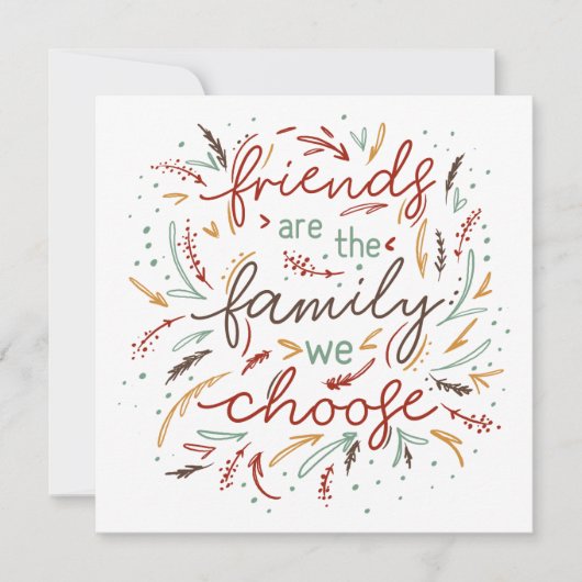 フレンドシップタイポグラフィ感謝祭ディナー 招待状 (正面)